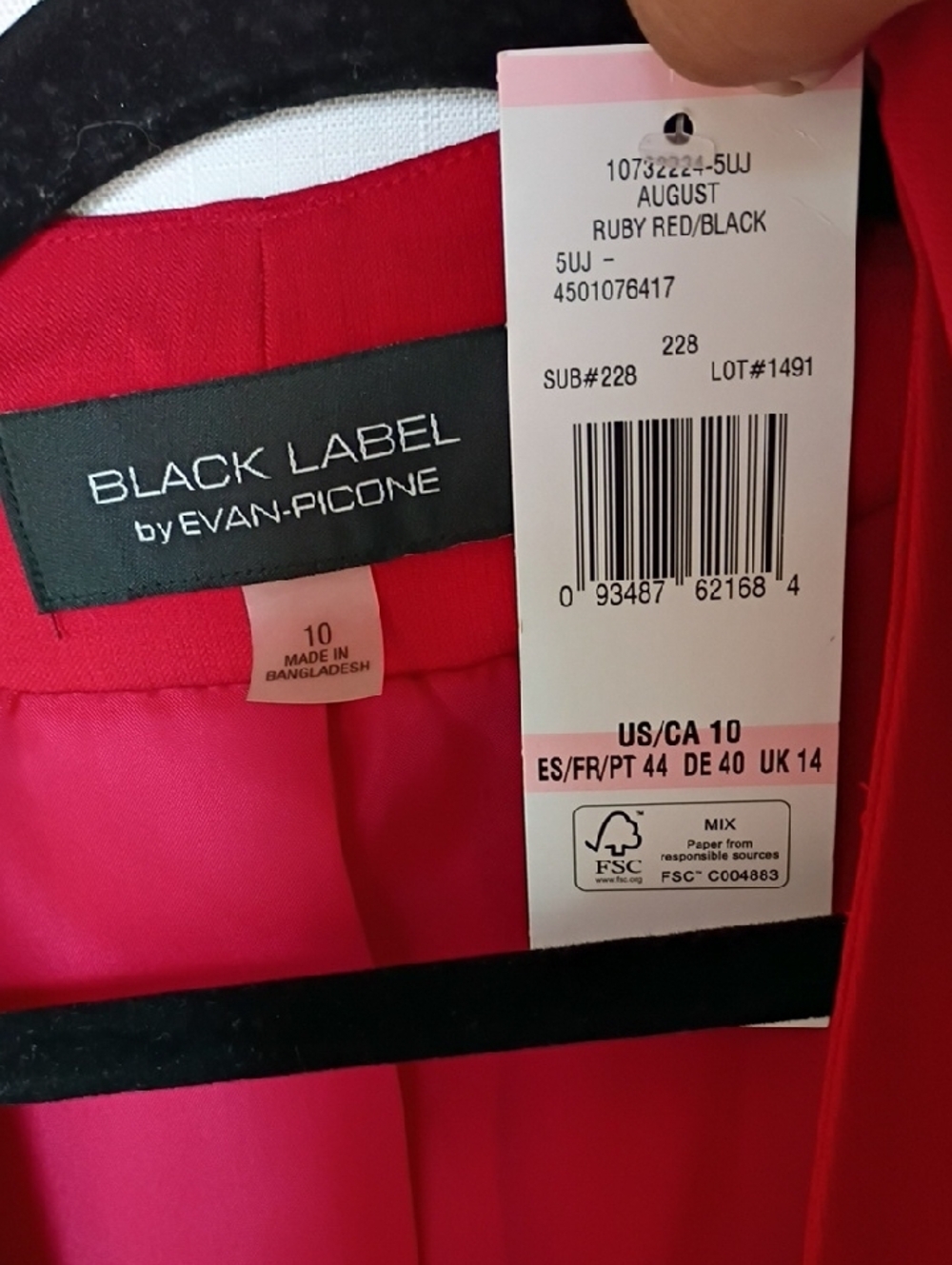 Evan Picone Women's Red Open-Front Blazer with Black Piping Size 10 - Picture 5 of 9